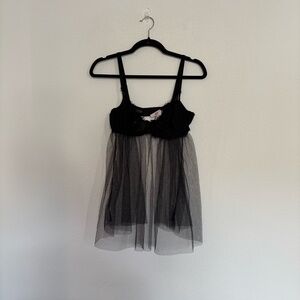 Victoria's Secret Babydoll Lingerie Lace Mesh Bra Black NWT